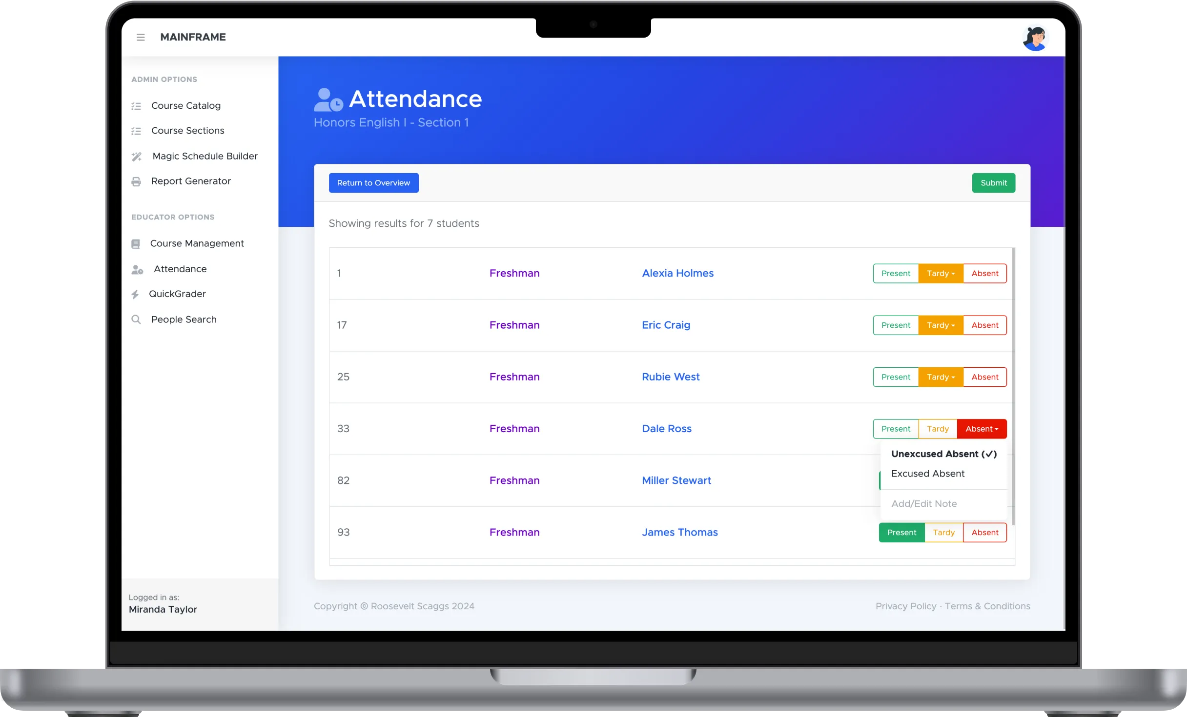 Mainframe's Magic Schedule Builder on the homepage