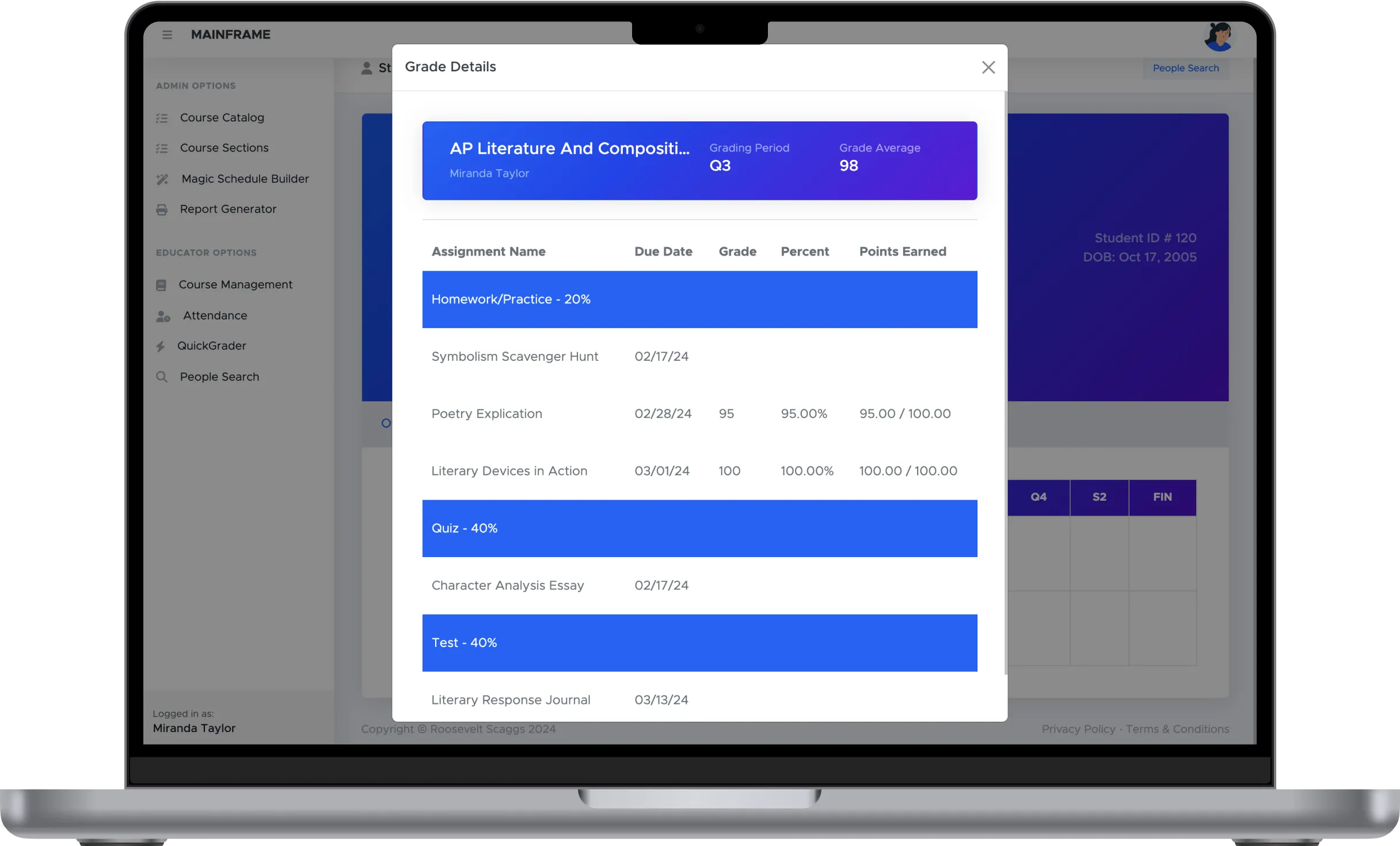 Mainframe's Magic Schedule Builder on the homepage